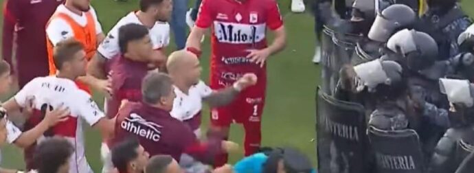 Βίαια επεισόδια και χημικά σε ποδοσφαιρικό γήπεδο (ΒΙΝΤΕΟ)